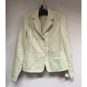 Bernadette Conte Womens Size 8 Cotton Linen Three-Button Blazer Jacket Beige